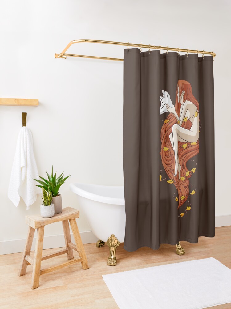 Alternate view of Kitsune Shower Curtain