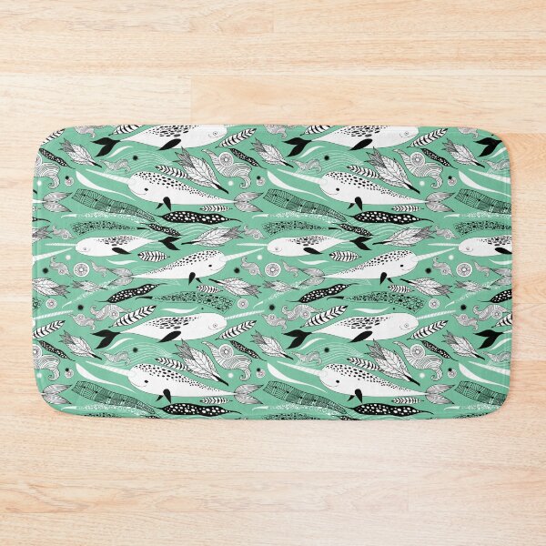 Item preview, Narwhals Feathers In Green designed and sold by Pink Pineapple Works.