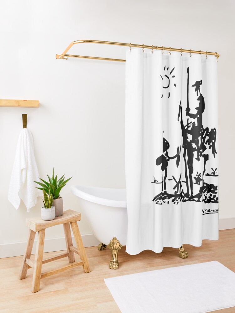 Alternate view of Pablo Picasso Don Quixote 1955 Artwork Shirt, Reproduction Shower Curtain