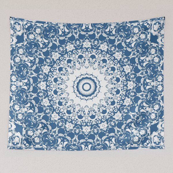 Item preview, Blue and White Lace Mandala designed and sold by Kelly Dietrich Mandala & Fractal Art.