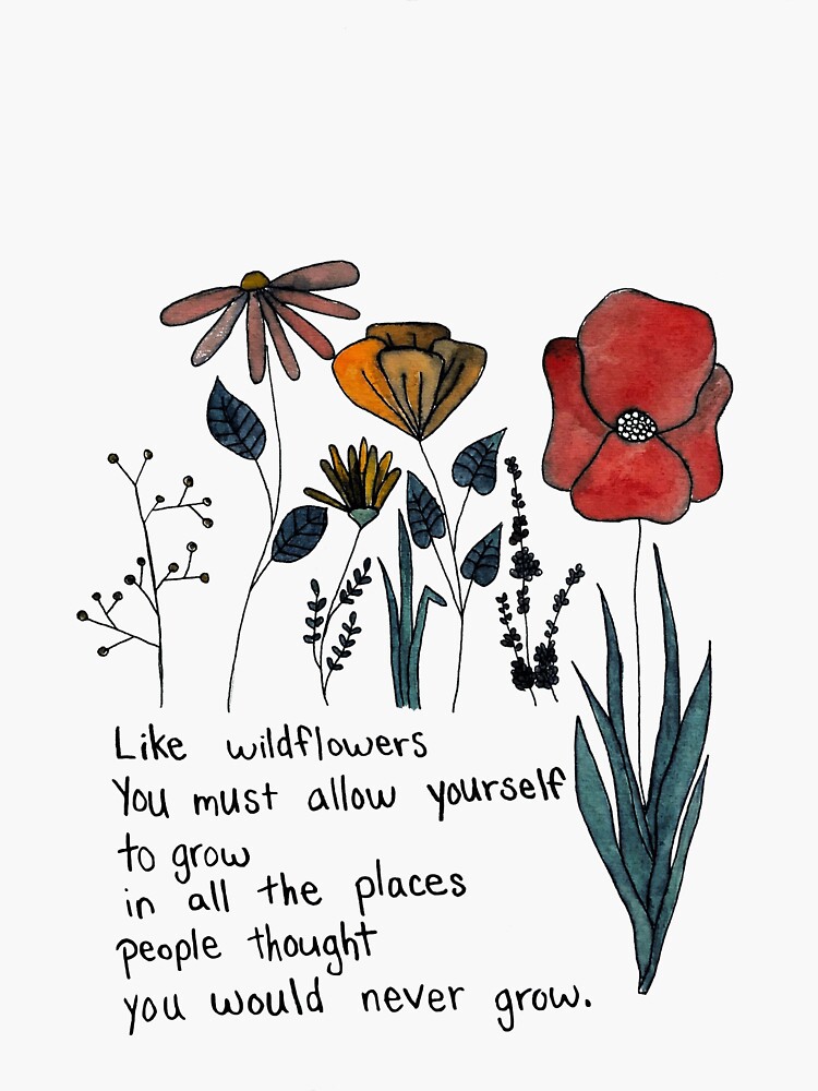 "Wildflower Quote Watercolor " Sticker for Sale by LizzieTishArtCo
