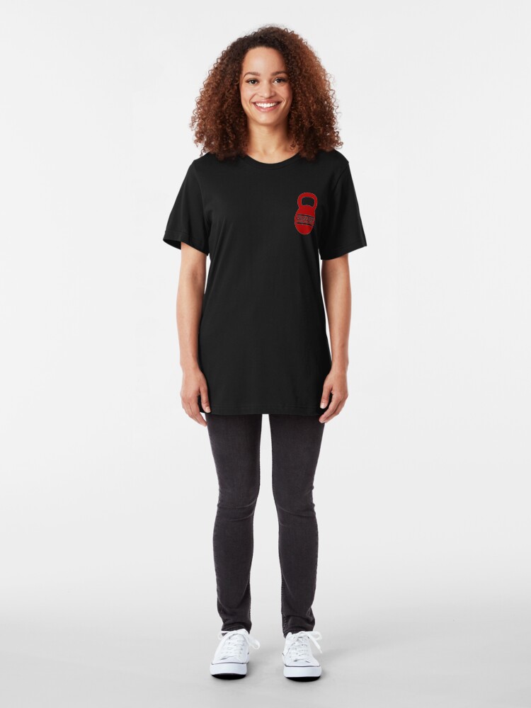 Alternate view of Red Kettlebell Logo for Granger Fitness and Defense Slim Fit T-Shirt