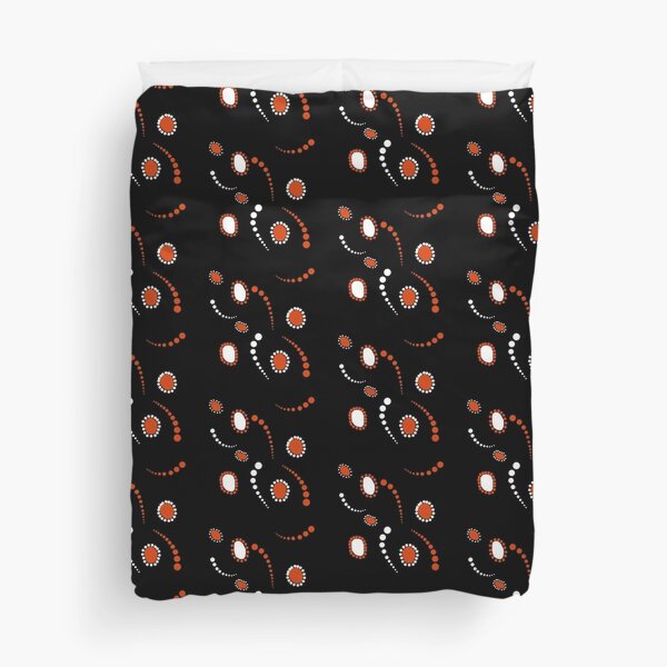 Dreamtime In Black and Red Duvet Cover