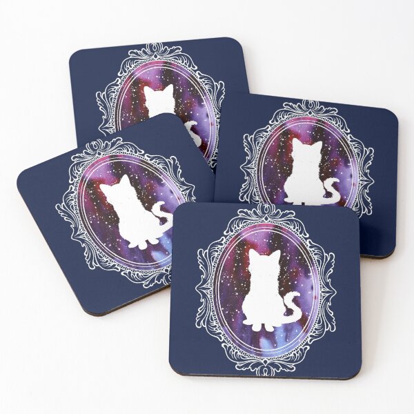 Item preview, Cameo Space Cat Silhouette (White/Purple) designed and sold by UnlikelyBeard.