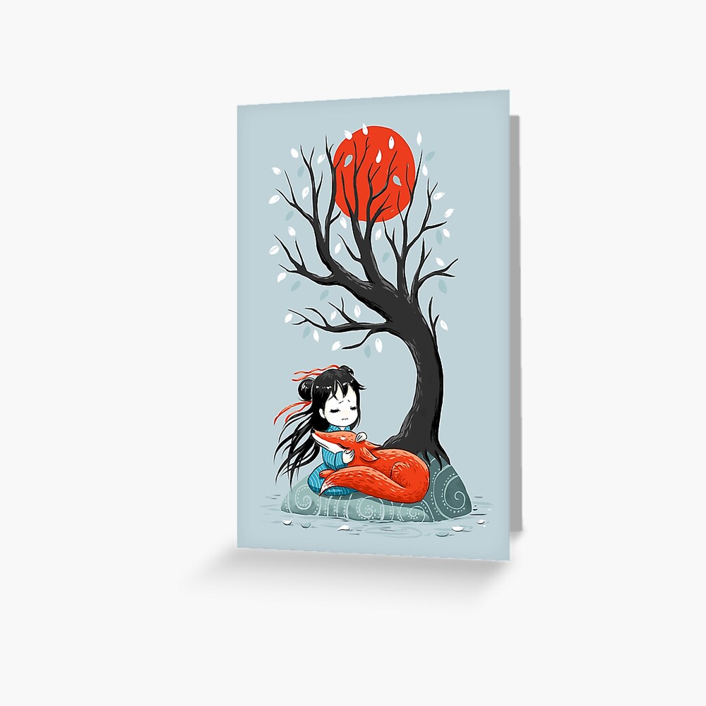 Girl and a Fox 2 Greeting Card