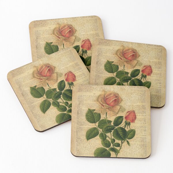 Item preview, Botanical print, on old book page - flowers - roses designed and sold by Art by Lilia.