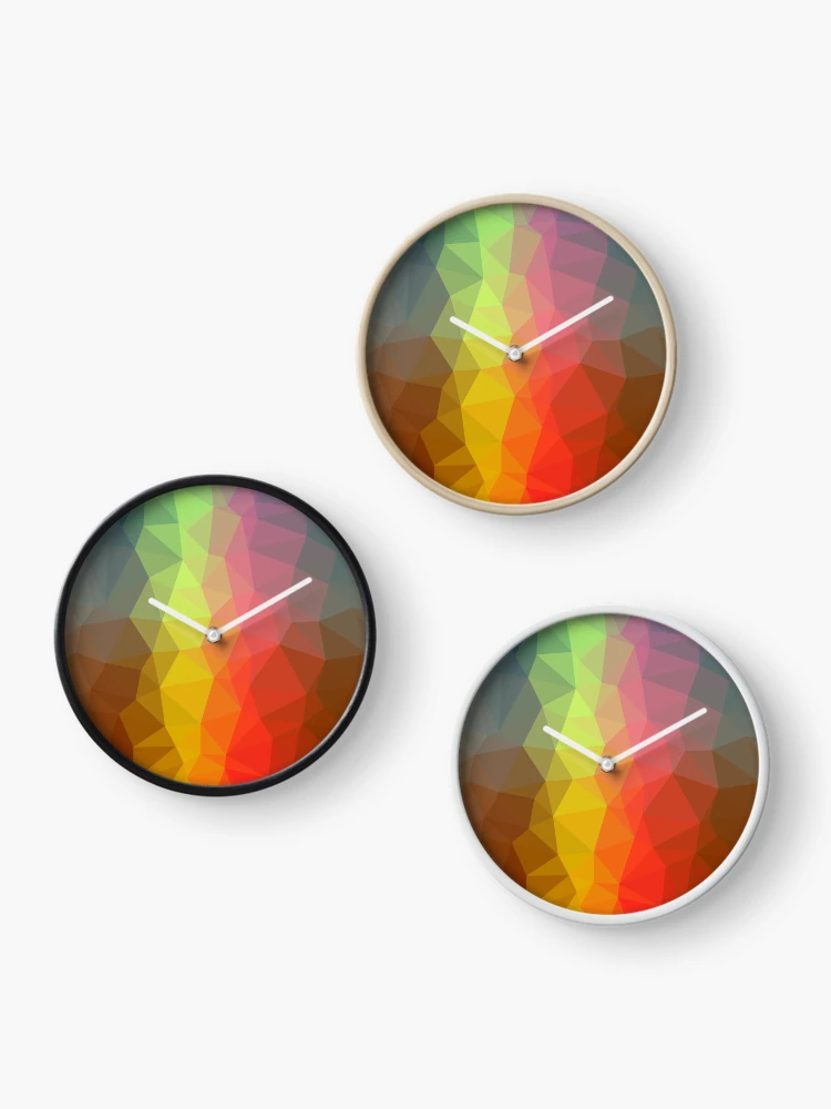 Thumbnail 3 of 4, Clock, Colorful Triangular pattern designed and sold by siwabudda.