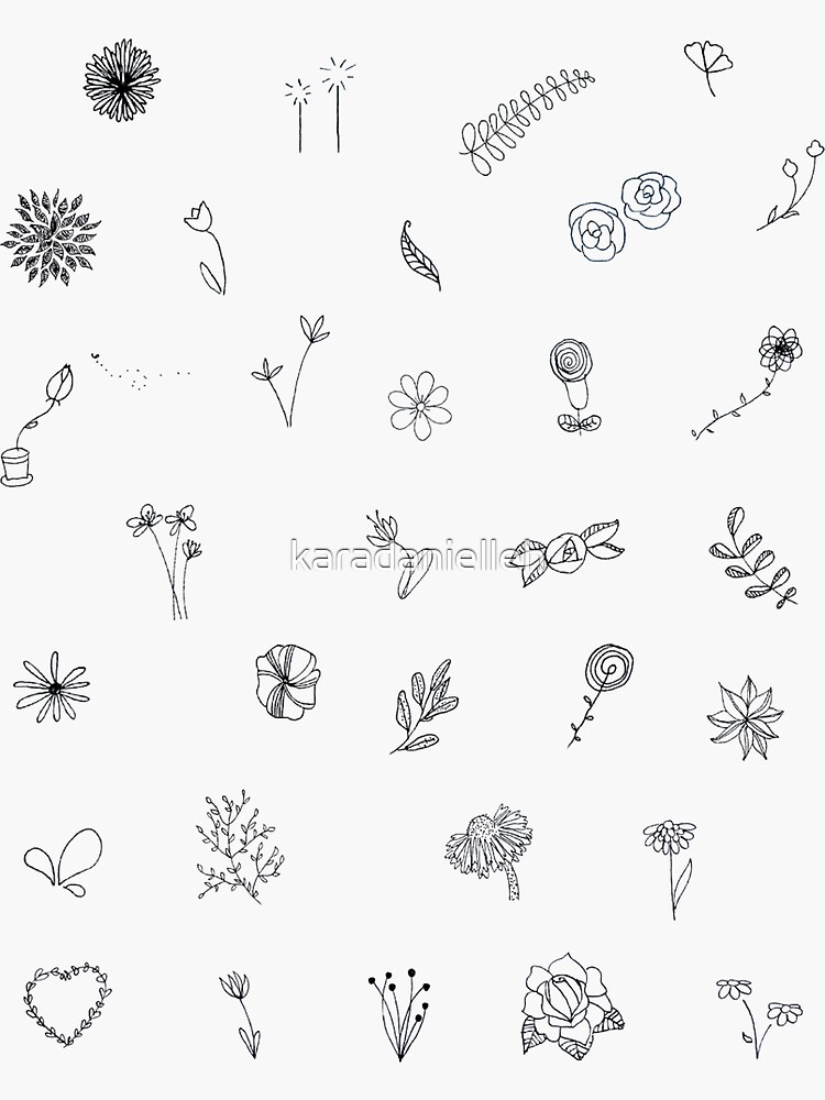 Mini Wildflower Doodle Flower Sticker Set by karadanielleh