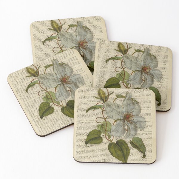 Item preview, Botanical print, on old book page - flowers- White magnolia designed and sold by Art by Lilia.