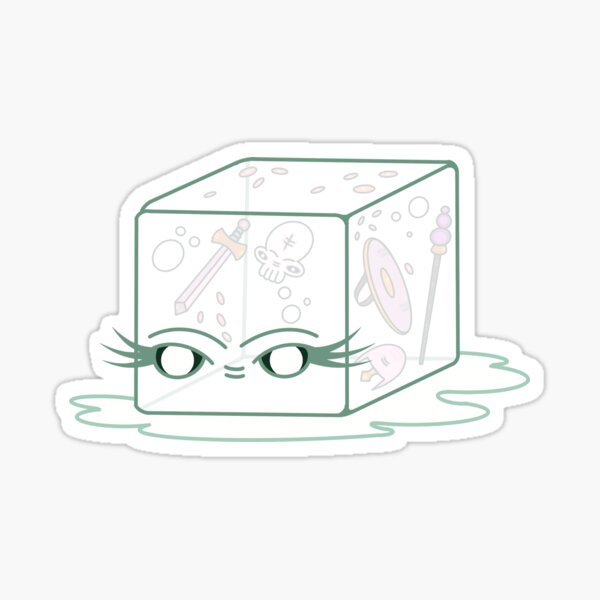 a friendly gelatinous cube (clear) Sticker