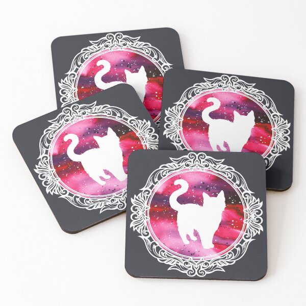 Item preview, Cameo Space Cat Silhouette (White and Pink) designed and sold by UnlikelyBeard.