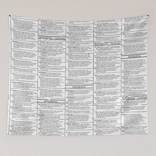Item preview, vintage newsprint personal ads designed and sold by B0red.