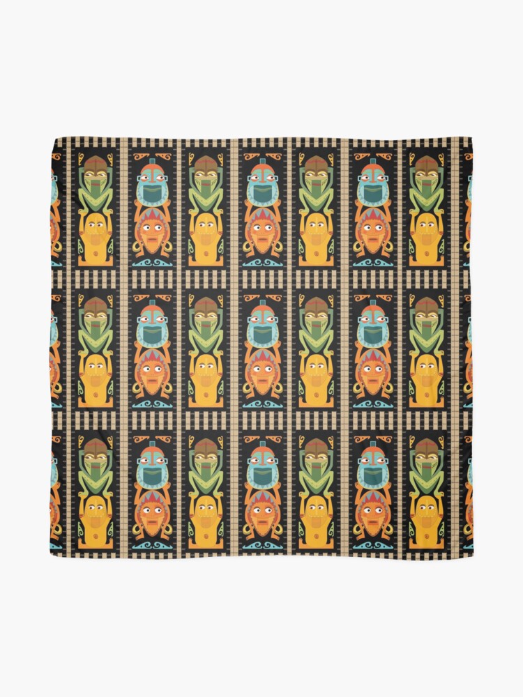 Alternate view of Tropical Hawaiian Polynesian Tiki Totems Scarf