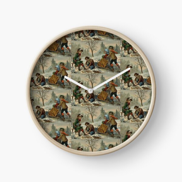Victorian Children Winter Day Clock