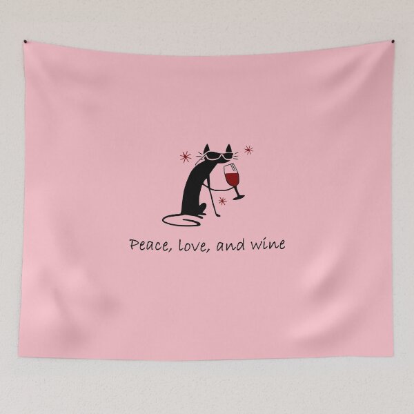 Item preview, Peace, Love and Wine Drunk Cat design designed and sold by webdango.
