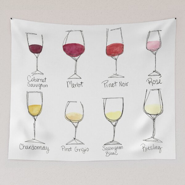 Item preview, Wine Glass Colors Watercolor designed and sold by LizzieTishArtCo.