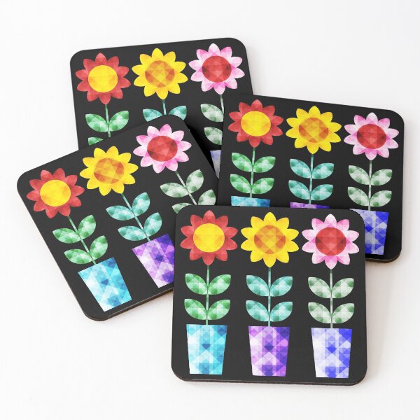 Item preview, Mid Century Modern Faceted Cute Flowers designed and sold by Elsy's Art.