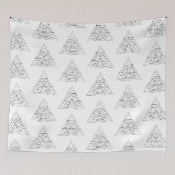 Item preview, Fractal triangles art in black and white mechanical style designed and sold by GeometricEye.