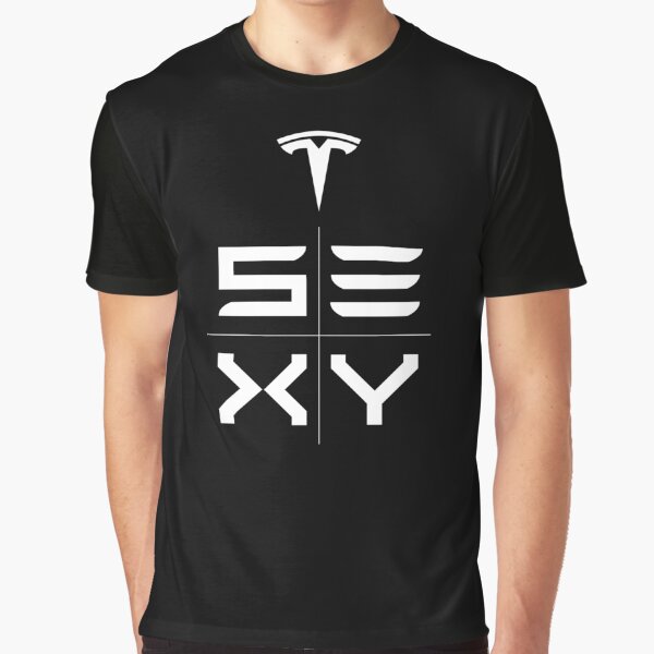 Tesla Model S3XY White Print Graphic T-Shirt