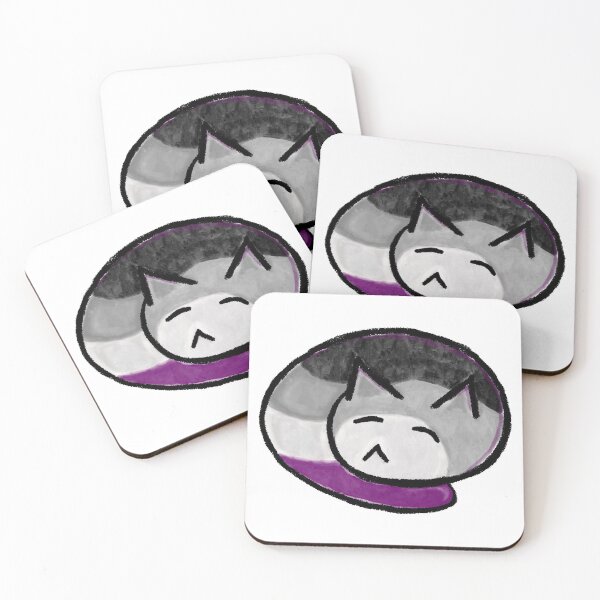 Item preview, Asexual Pride Pictoglyph Spiral Sleeping Cat designed and sold by Argent Whiskers.