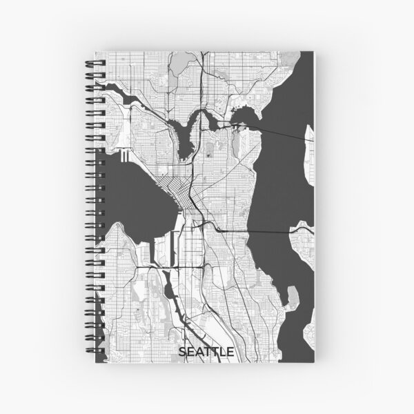 Seattle Map Gray Spiral Notebook