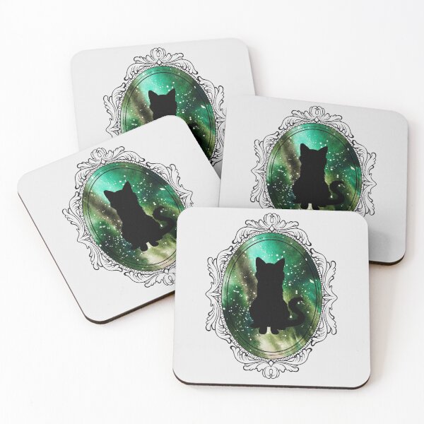 Item preview, Cameo Space Cat Silhouette (Black and Green) designed and sold by UnlikelyBeard.