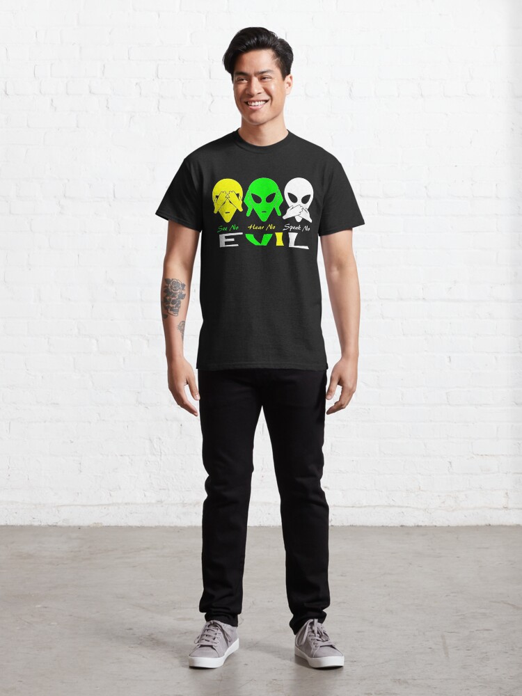 Alternate view of See Hear Speak No Evil Alien Design Classic T-Shirt