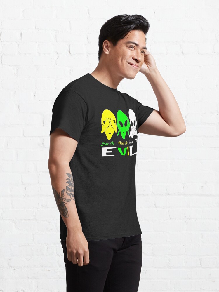 Alternate view of See Hear Speak No Evil Alien Design Classic T-Shirt