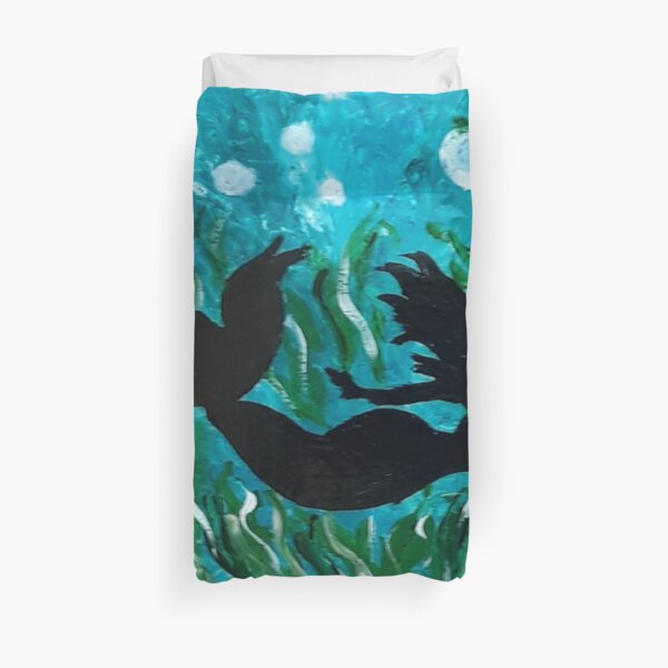 A Mermaid in a Bubble world Duvet Cover