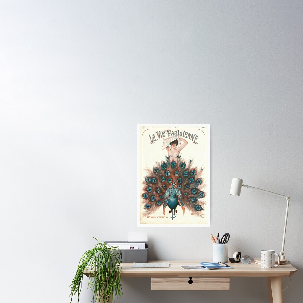 La Parisienne Peacock Art Deco Poster | Poster