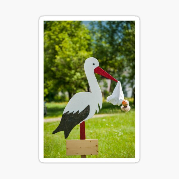 Storch mit Baby Sticker