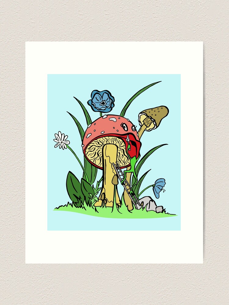 Alternate view of Frog Paints Lipstick onto a Beautiful Mushroom Art Print