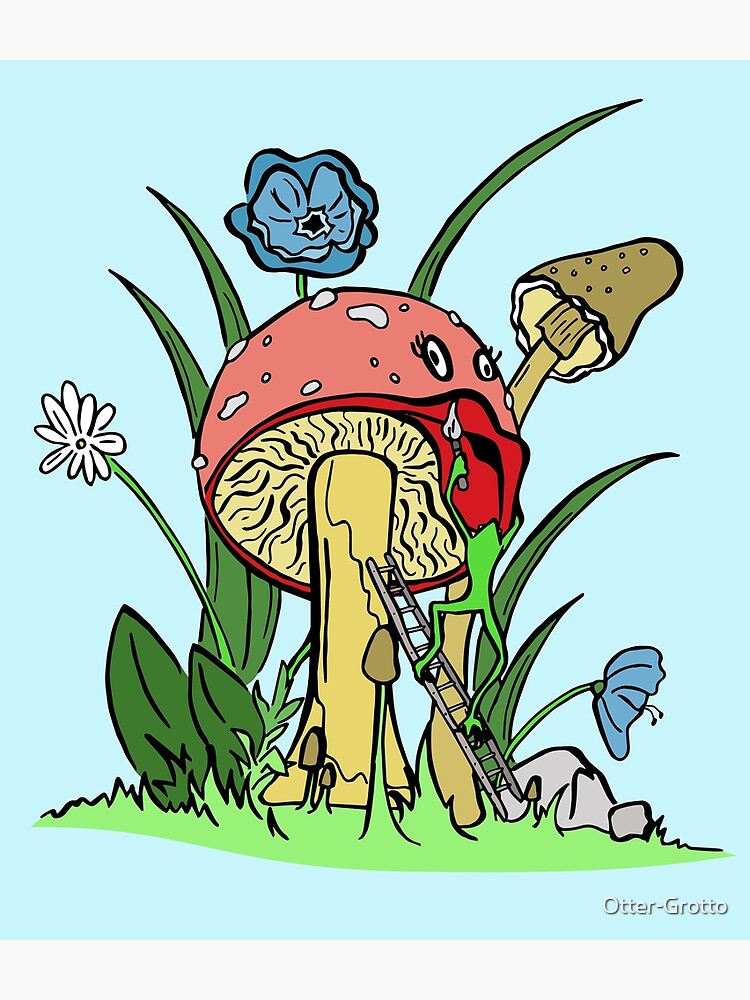 Frog Paints Lipstick onto a Beautiful Mushroom by Otter-Grotto