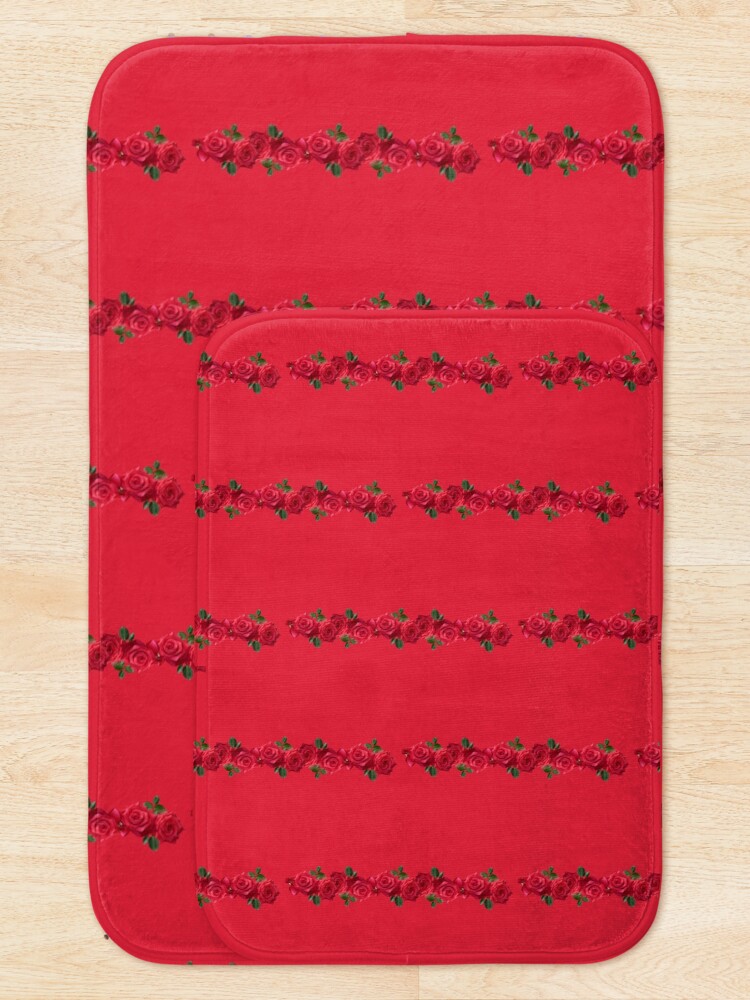 Thumbnail 5 of 6, Bath Mat, Ediemagic Red Red Roses designed and sold by Ediemagic.
