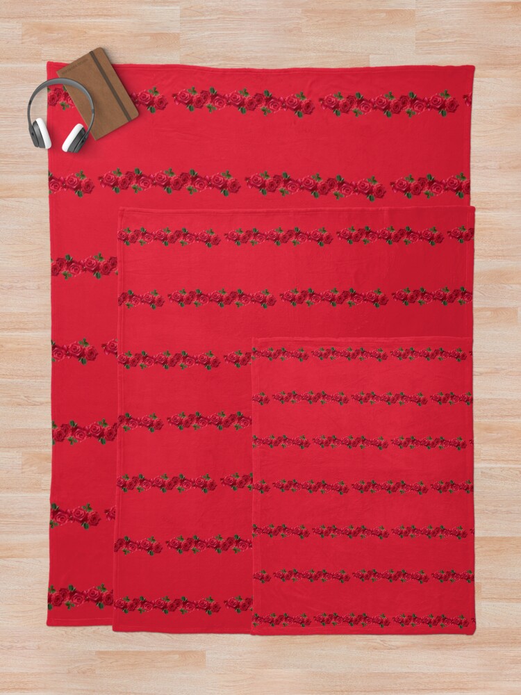 Thumbnail 5 of 6, Throw Blanket, Ediemagic Red Red Roses designed and sold by Ediemagic.