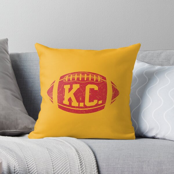 KC Retro Football - Yellow Throw Pillow