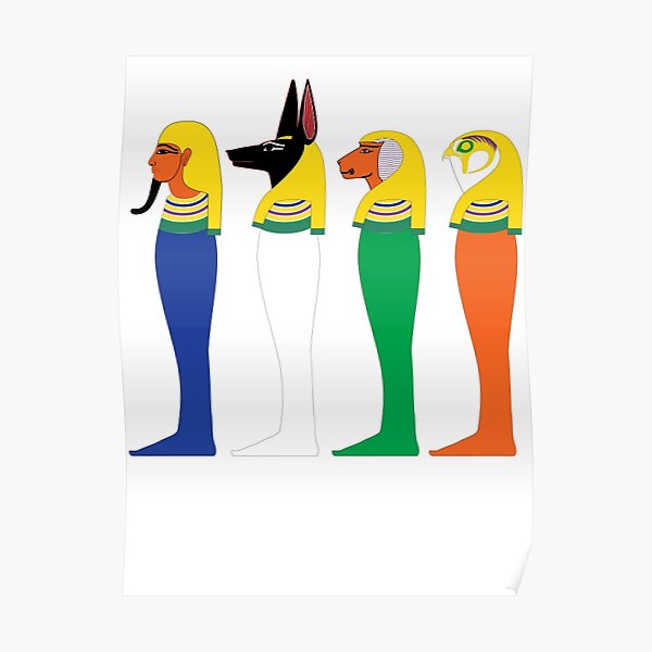 Four Sons Of Horus Fresh Colors Egyptian Gods Goddesses And Deities Poster By