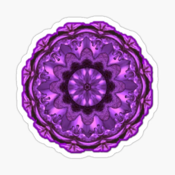 Black and Fluorescent Purple, 3D, digital Mandala (2) Sticker