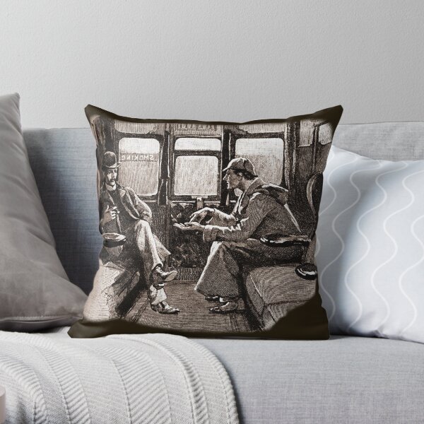 Sherlock Holmes et Watson dans un train de Sidney Paget Coussin