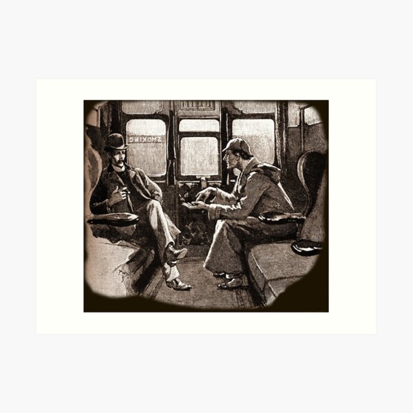 Sherlock Holmes y Watson en un tren por Sidney Paget Lámina artística