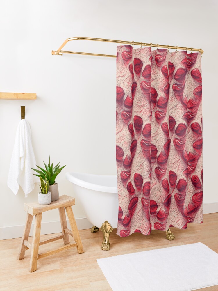 Alternate view of Pomegranate seeds #DeepDream Shower Curtain