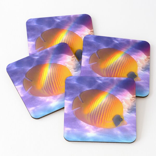 The Bluecheeked Butterflyfish Colorfully Coasters (Set of 4)