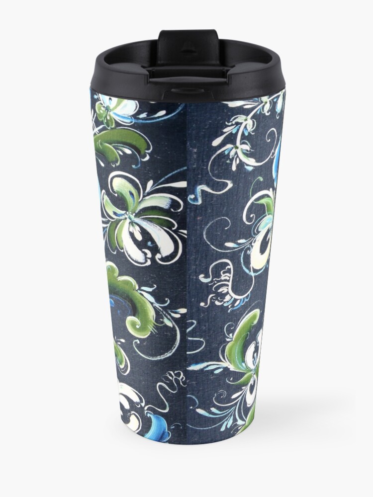 Alternate view of Traditional Scandinavian Rosemaling Art from Norway Travel Mug