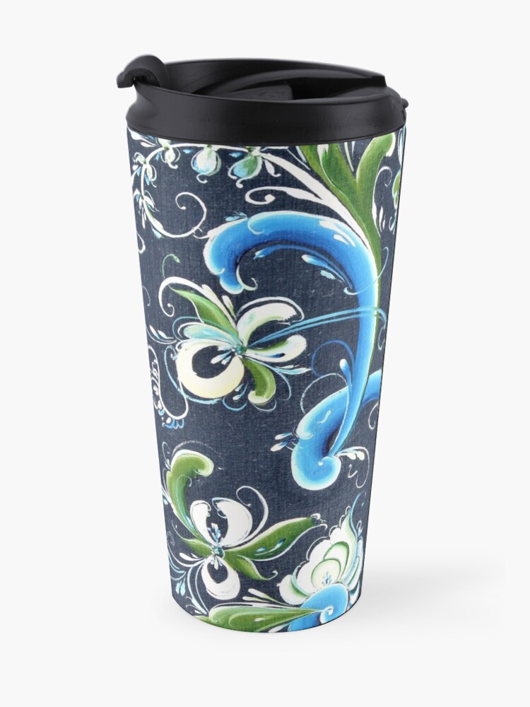 Alternate view of Traditional Scandinavian Rosemaling Art from Norway Travel Mug