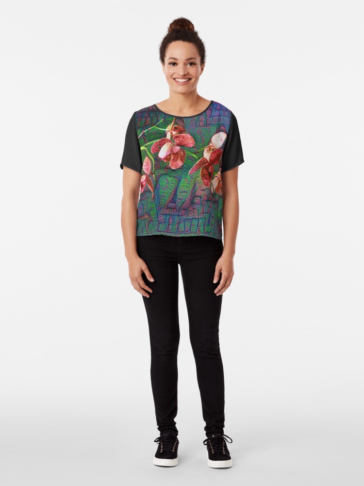 Alternate view of Phalaenopsis A #DeepDream Chiffon Top