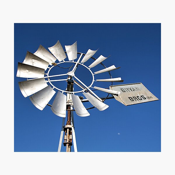 Windmill Moon Photographic Print