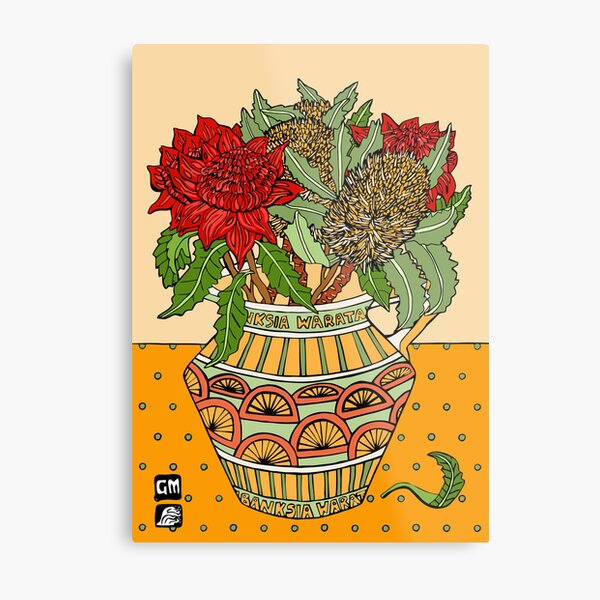 Banksias and Waratahs in a jug Metal Print