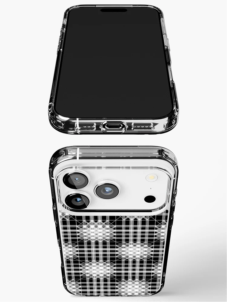Thumbnail 3 of 5, iPhone Case, Square Lines White Pattern designed and sold by Patterner.