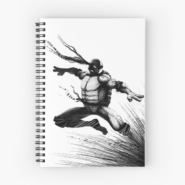 Item preview, Ninja turtle TMNT black and white ink flying kick designed and sold by juhotuhoo.
