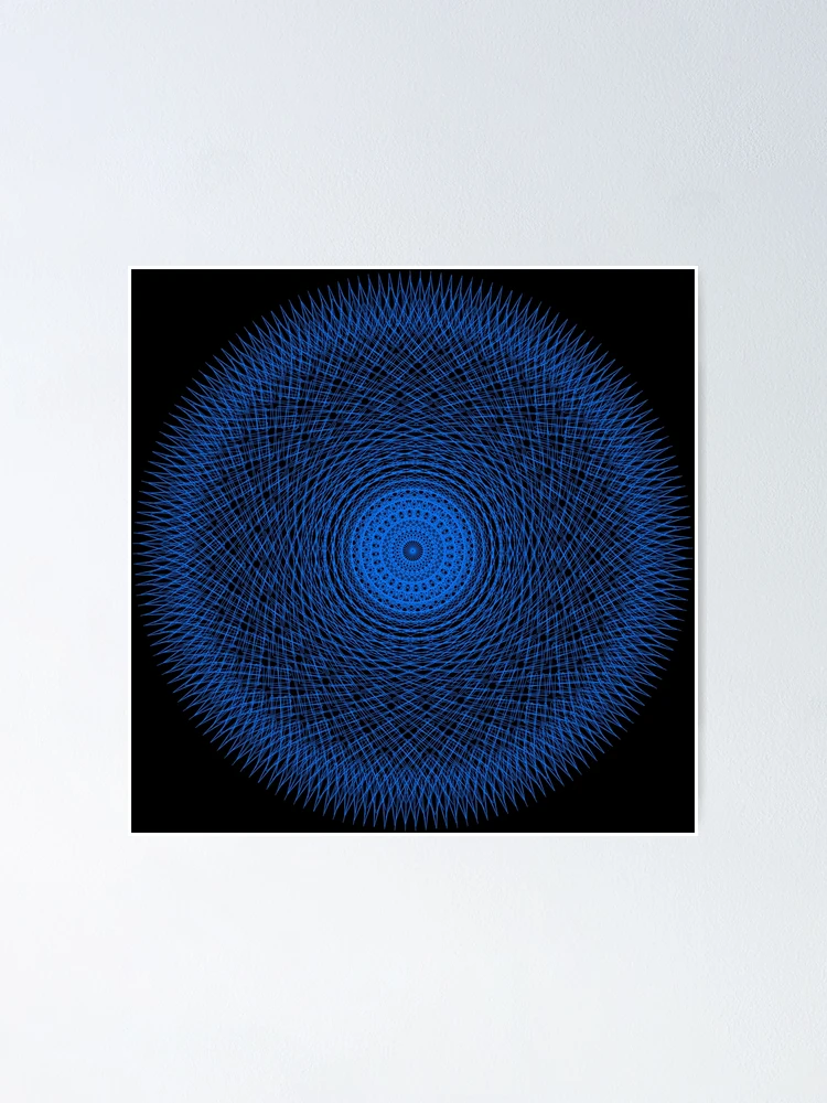 Thumbnail 1 of 3, Poster, Geometric Mandala Blue Pattern designed and sold by Patterner.